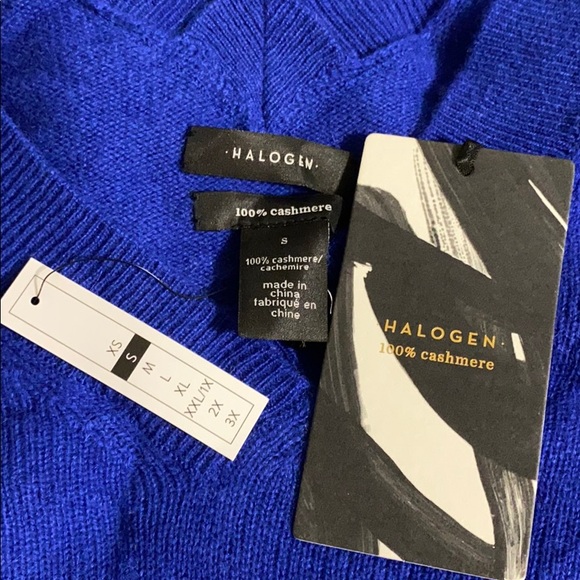 Halogen Cashmere V-neck Sweater Blue Small - Picture 8 of 8